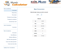 Tablet Screenshot of musiccalculator.com